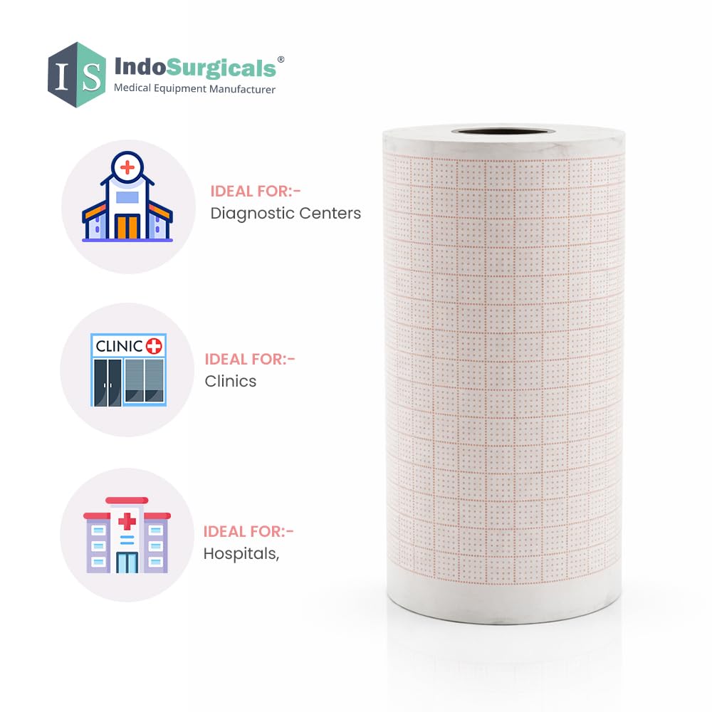 ECG Paper Roll (Size: 80mm X 20m) For 3 Channel ECG Machine (Pack of 5)