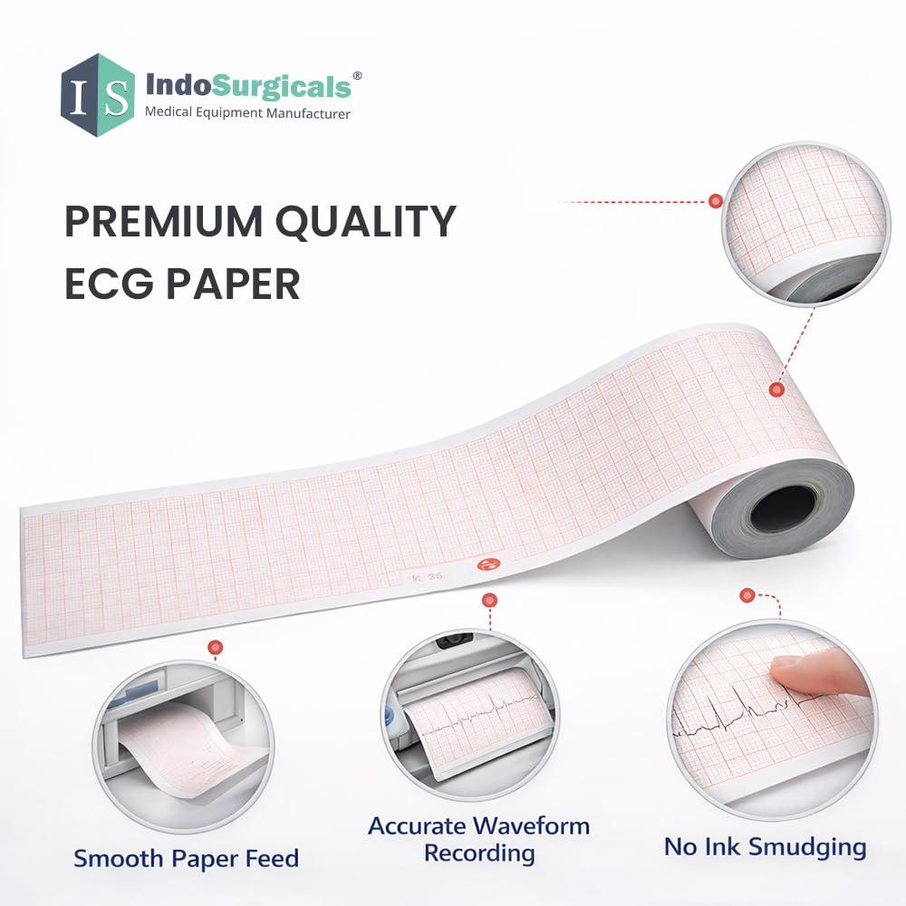 ECG Paper Roll (Size: 80mm X 20m) For 3 Channel ECG Machine (Pack of 5)