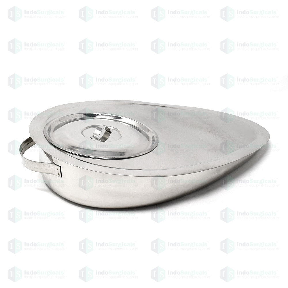 Bed Pan with Lid - Stainless Steel