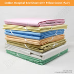 Hospital Poly Cotton Bed Sheet with Pillow Cover (Pair)