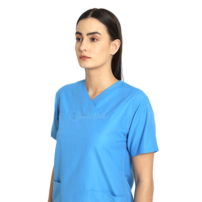 IndoSurgicals Scrub Suits for Women Doctors Poly Cotton (Faux Wrap Neck) Additional View