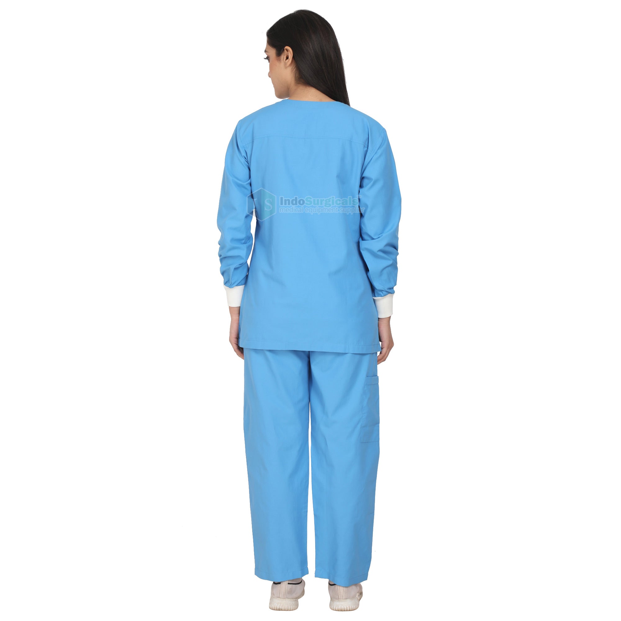 Female Scrub Jacket Set (Snap Closure) Full Sleeve with Knit Cuffs Additional View