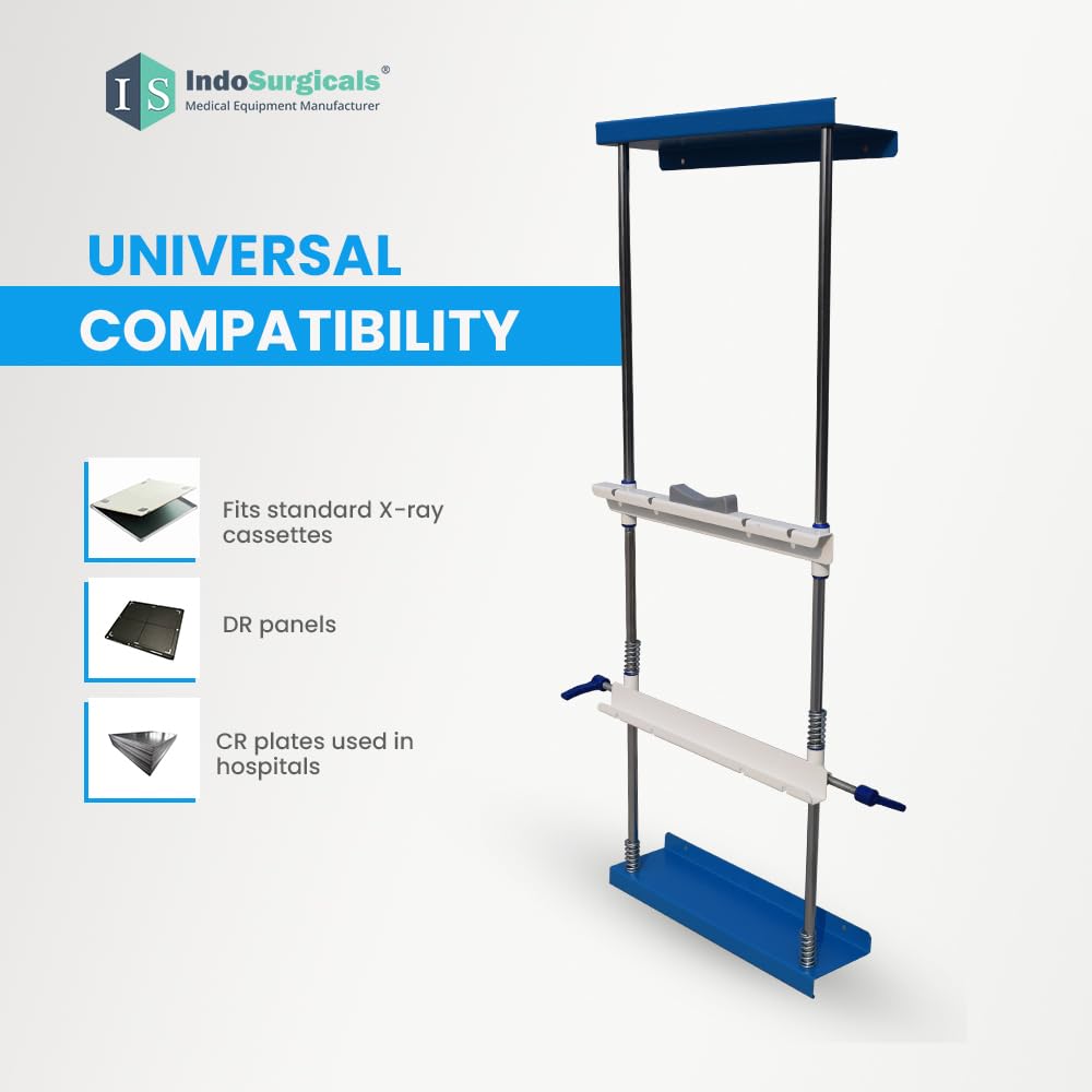 Chest Stand for X-Ray, Medical Imaging Equipment, Adjustable Height with Blue Accents - Wall Mounted Chest Stand (3 FEET) Additional View