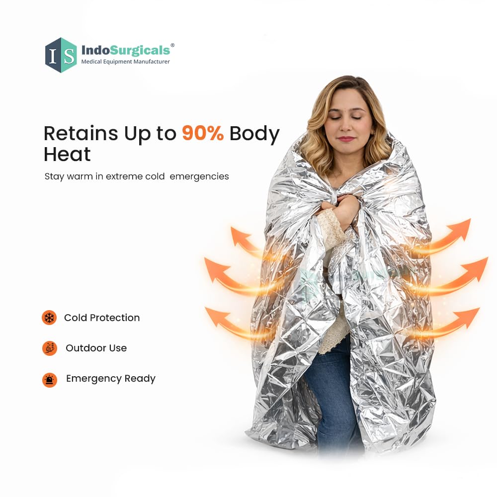Emergency Thermal Blanket | Premium Mylar Foil Space Blanket for Survival, Travel & Extreme Cold Protection Additional View