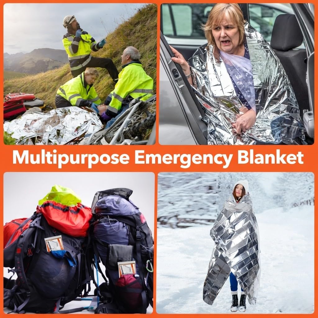 Emergency Thermal Blanket | Premium Mylar Foil Space Blanket for Survival, Travel & Extreme Cold Protection Additional View