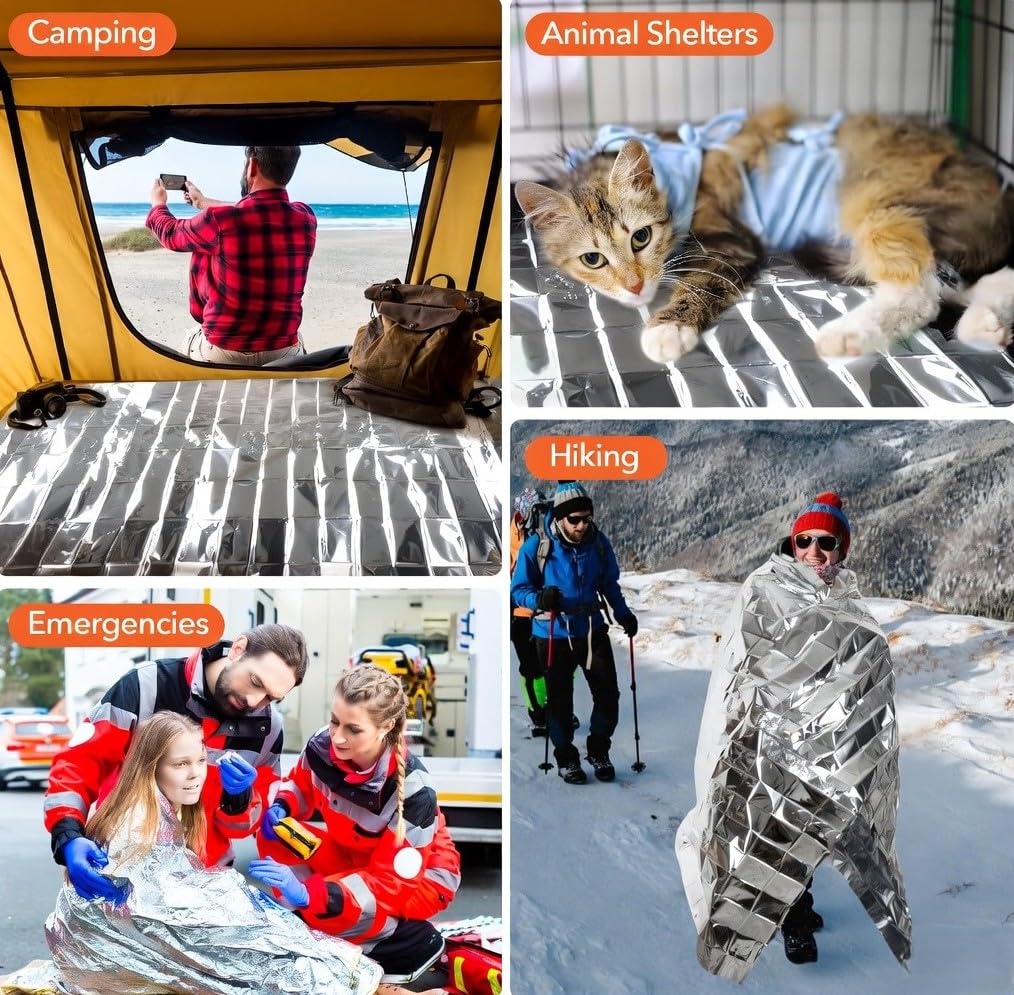 Emergency Thermal Blanket | Premium Mylar Foil Space Blanket for Survival, Travel & Extreme Cold Protection Additional View