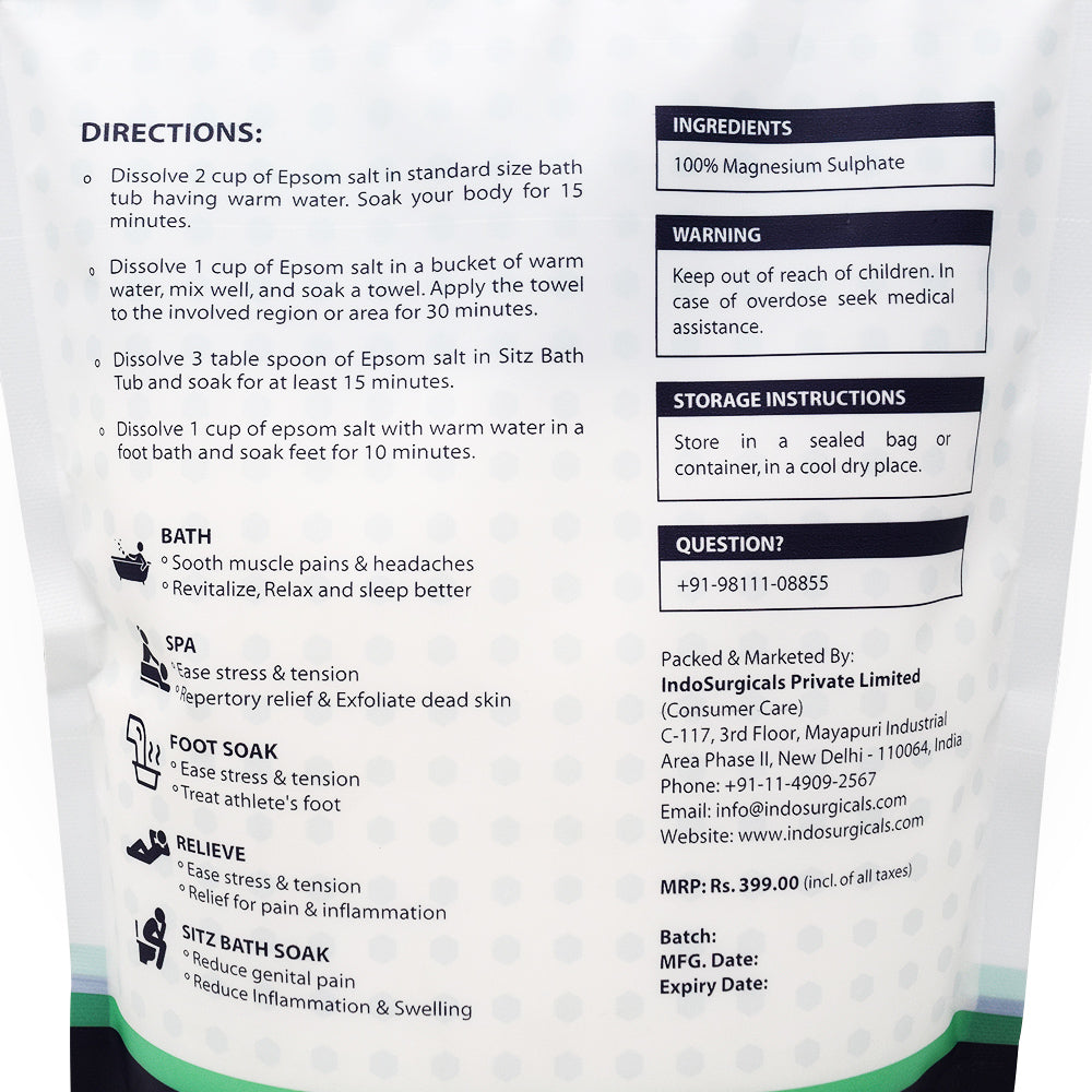 IndoSurgicals Epsom Salt for Pain Relief, Detoxification and Sitz Bath 900 gm Additional View