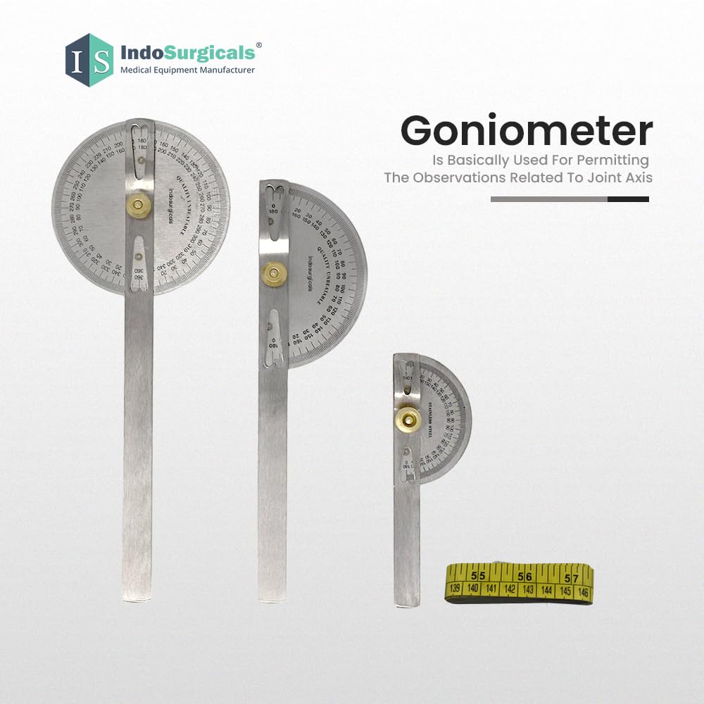 Goniometer Set of 3 with Knee Hammer & Measuring Tape with Tuning Fork