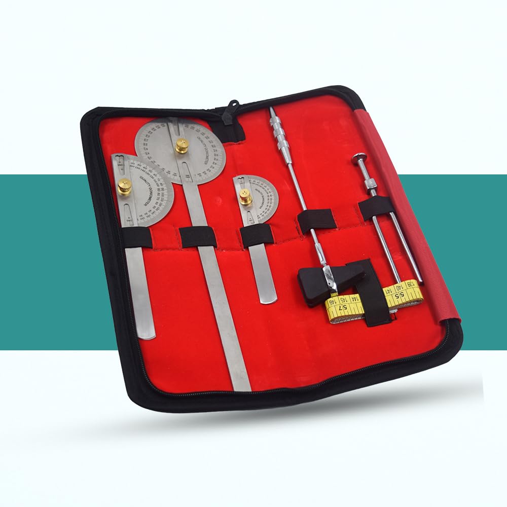 Goniometer Set of 3 with Knee Hammer & Measuring Tape with Tuning Fork