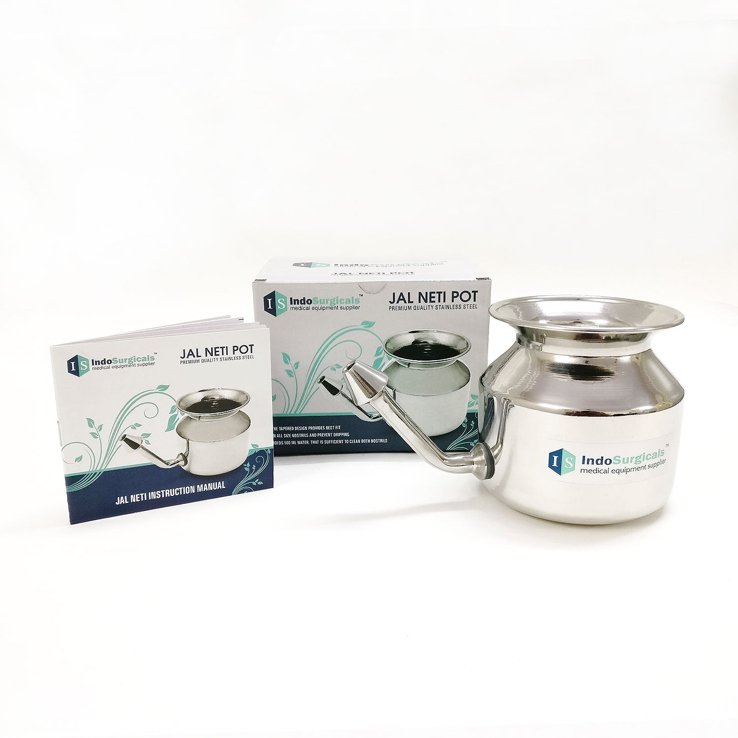 Stainless Steel Jala Neti Pot 500ml With 10 Sachet of Neti Salt Additional View