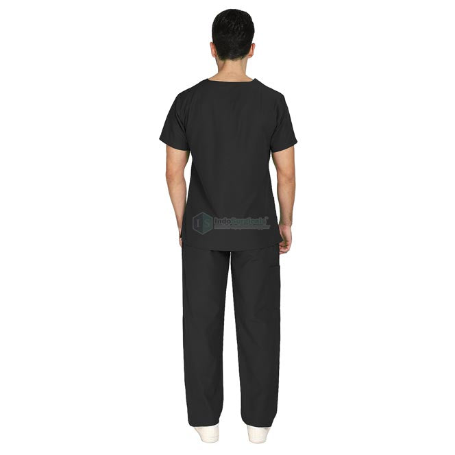 IndoSurgicals Scrub Suit for Doctors, Unisex, Poly Cotton (Black) Additional View