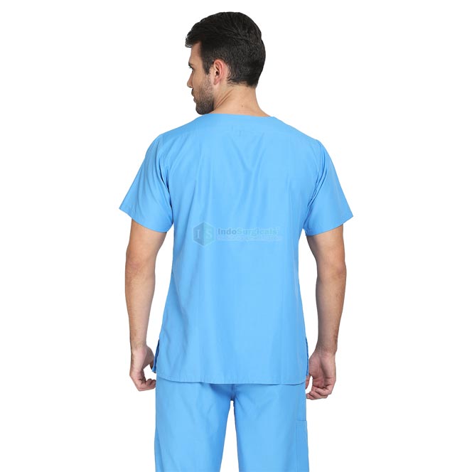 IndoSurgicals Scrub Suit for Doctors, Unisex, Poly Cotton (Sky Blue) Additional View