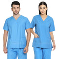 IndoSurgicals Scrub Suit for Doctors, Unisex, Poly Cotton (Sky Blue)
