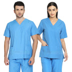 IndoSurgicals Scrub Suit for Doctors, Unisex, Poly Cotton (Sky Blue)