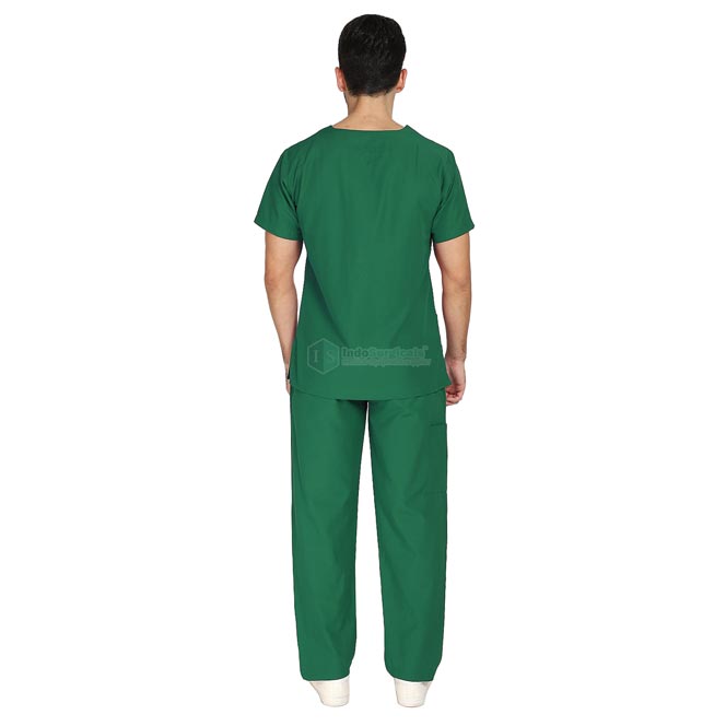 IndoSurgicals Scrub Suit for Doctors, Unisex, Poly Cotton (Bottle Green) Additional View
