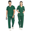 IndoSurgicals Scrub Suit for Doctors, Unisex, Poly Cotton (Bottle Green)