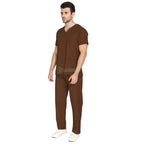 IndoSurgicals Scrub Suit for Doctors, Unisex, Poly Cotton (Brown) Additional View