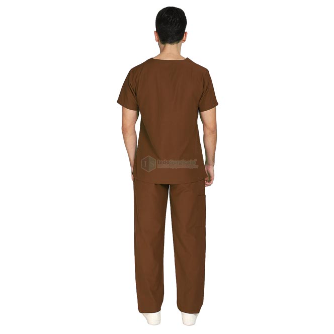 IndoSurgicals Scrub Suit for Doctors, Unisex, Poly Cotton (Brown) Additional View
