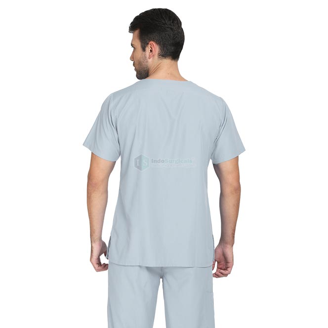 IndoSurgicals Scrub Suit for Doctors, Unisex, Poly Cotton (Grey) Additional View