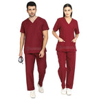 IndoSurgicals Scrub Suit for Doctors, Unisex, Poly Cotton (Maroon)
