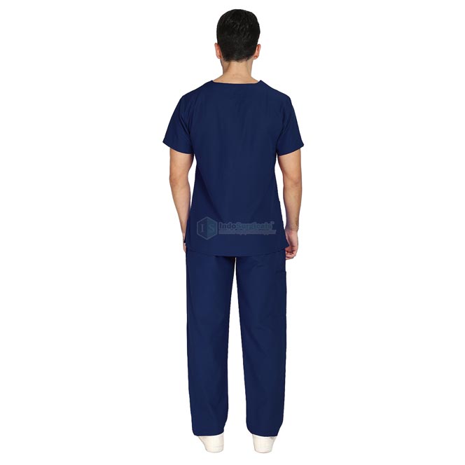 IndoSurgicals Scrub Suit for Doctors, Unisex, Poly Cotton (Navy Blue) Additional View