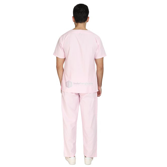 IndoSurgicals Scrub Suit for Doctors, Unisex, Poly Cotton (Baby Pink) Additional View