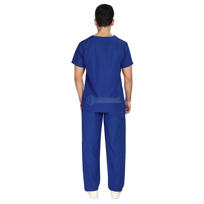 IndoSurgicals Scrub Suit for Doctors, Unisex, Poly Cotton (Royal Blue) Additional View