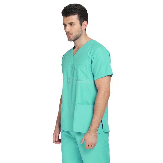 IndoSurgicals Scrub Suit for Doctors, Unisex, Poly Cotton (Green) Additional View