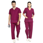 IndoSurgicals Scrub Suit for Doctors, Unisex, Poly Cotton (Wine)